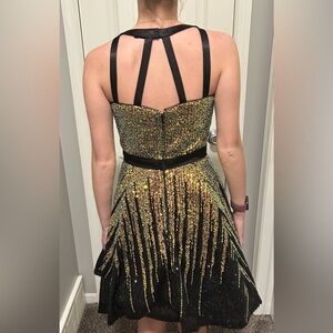 Elegant Black and Gold Sequin Dress
